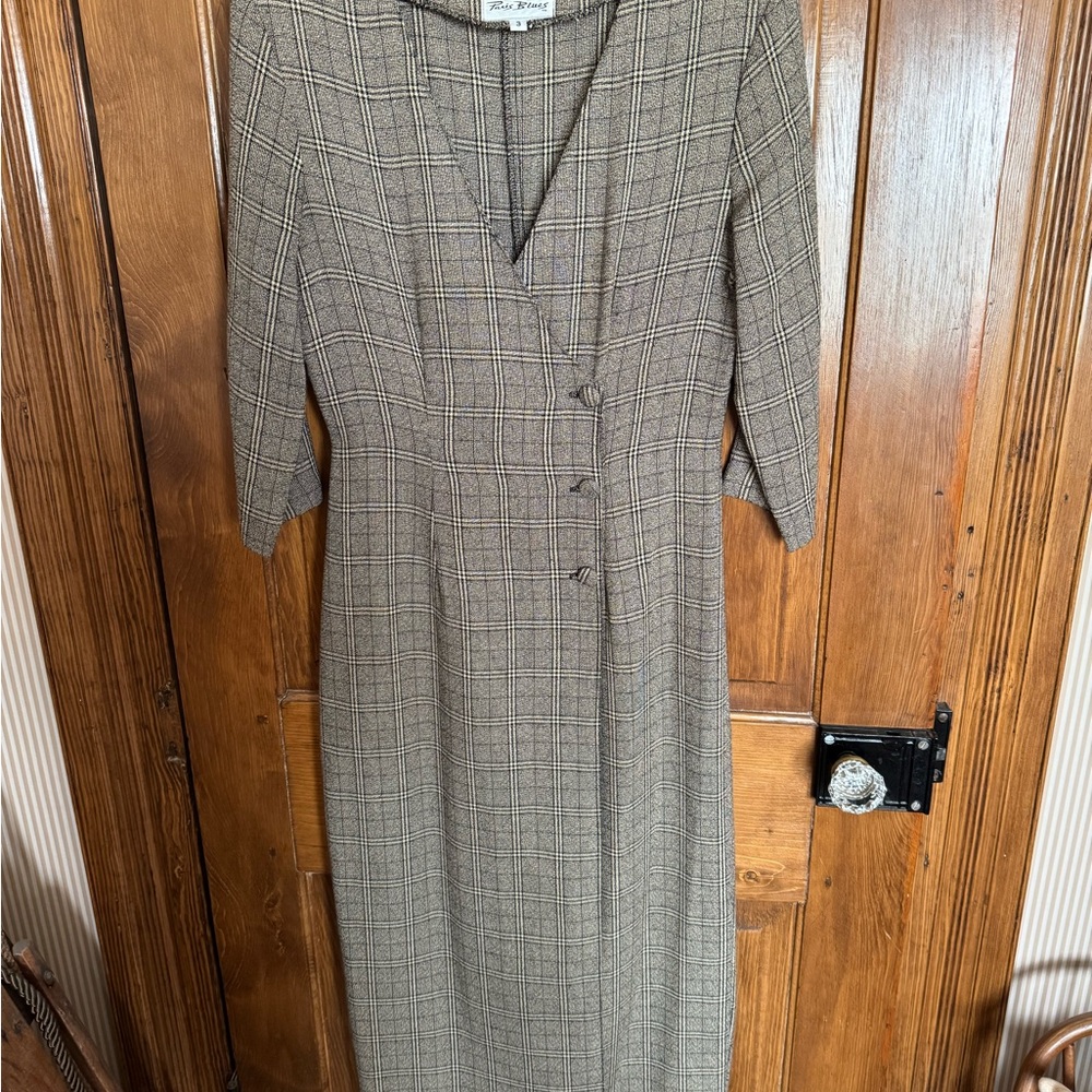 Paris Blues Plaid Maxi Dress in Taupe and Black